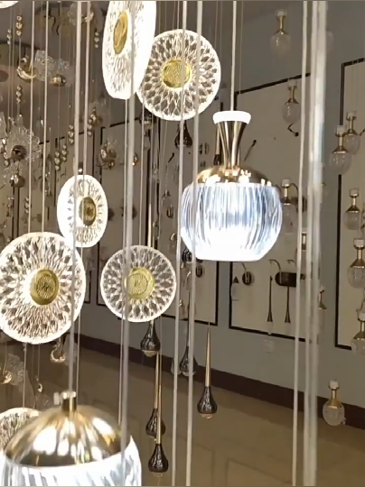 Duplex staircase apple chandelier living room villa hotel lobby simple customized