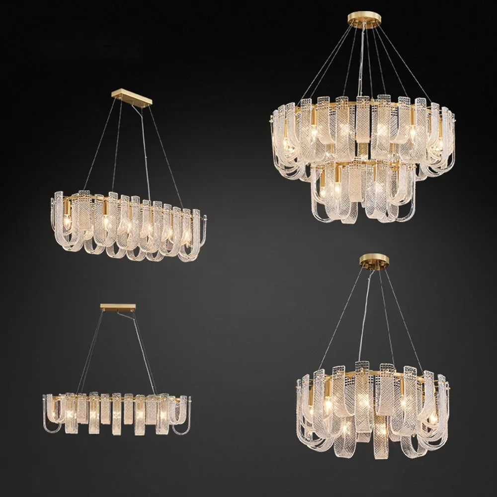 Modern LED Copper Living Room Ceiling Chandelier Lighting Luxury Lustres Restaurant Hanging Lamp Indoor Led Light Lustre Fixture