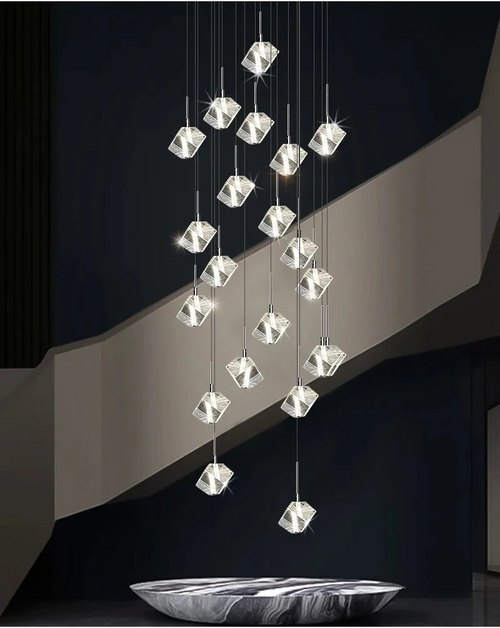 Compound staircase simple chandelier villa living room dining room hall mall picket floor customized