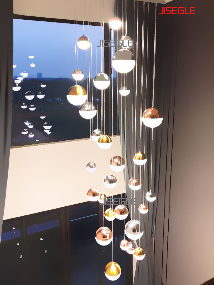 Compound staircase simple green luxury chandelier living room dining room hotel project villa high-rise overhead customized