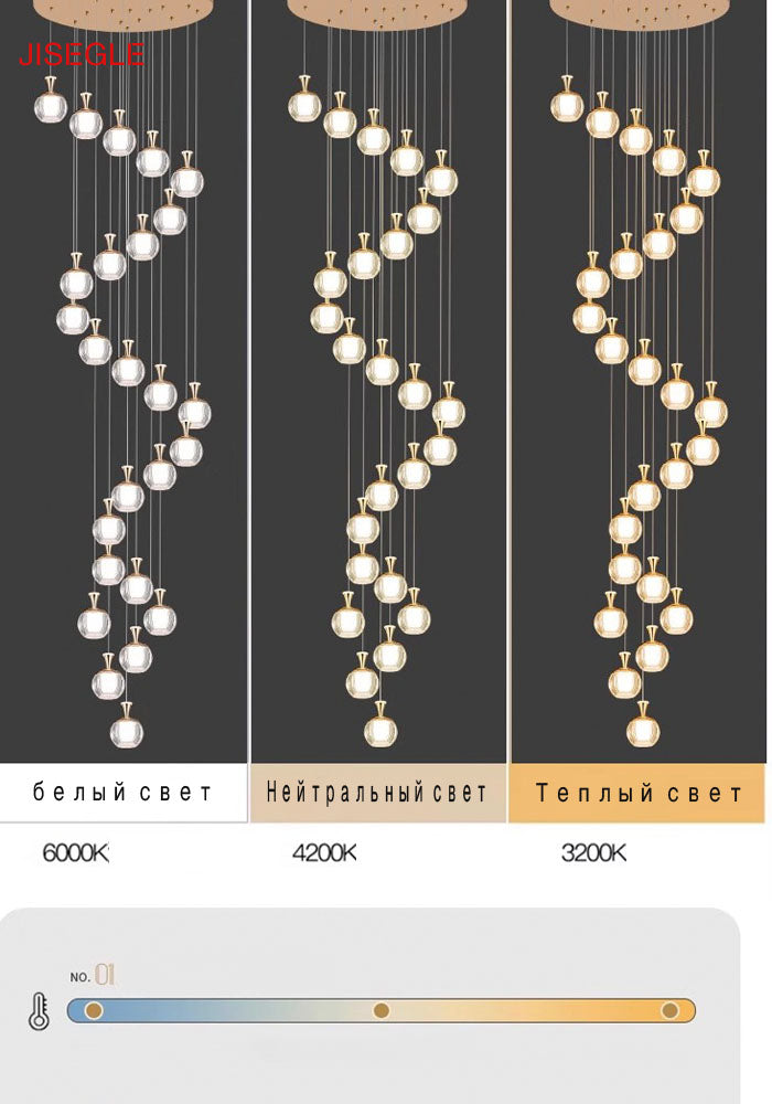 Duplex staircase apple chandelier living room villa hotel lobby simple customized