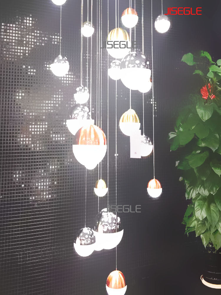 Compound staircase simple green luxury chandelier living room dining room hotel project villa high-rise overhead customized
