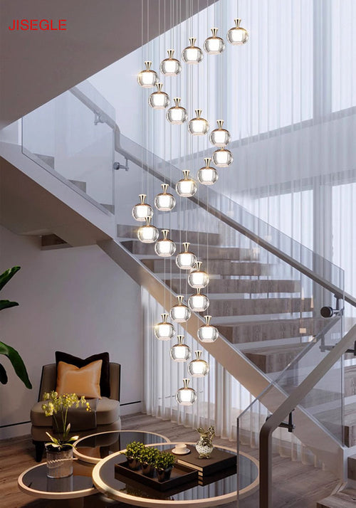 Duplex staircase apple chandelier living room villa hotel lobby simple customized