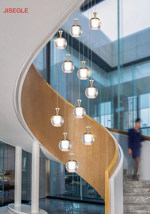 Duplex staircase apple chandelier living room villa hotel lobby simple customized