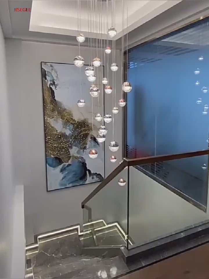 Compound staircase simple green luxury chandelier living room dining room hotel project villa high-rise overhead customized